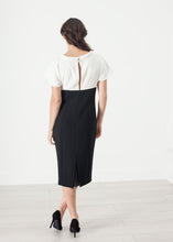Load image into Gallery viewer, Pearl Fastened Dress in Cream/Black
